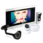 Комплект: видеодомофон HDcom S-104 и купальной камерой KDM-6413G и уличной камерой KDM-6215G
